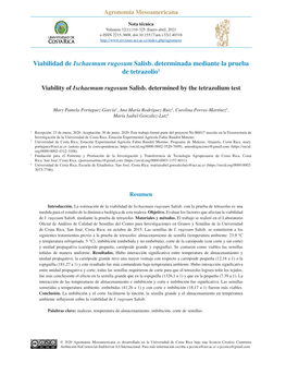 Viabilidad De Ischaemum Rugosum Salisb. Determinada Mediante La Prueba De Tetrazolio1