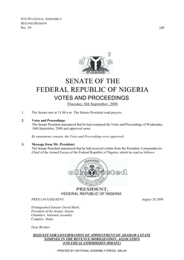 Senate of the Federal Republic of Nigeria