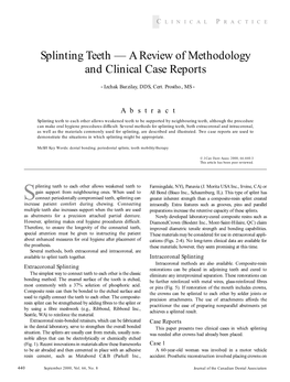 Splinting Teeth — a Review of Methodology and Clinical Case Reports