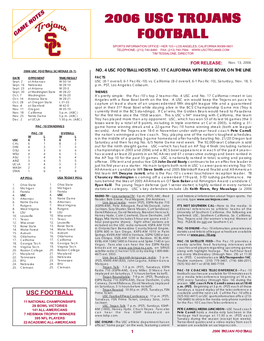 2006 USC Trojans Football Statistics (As of Nov