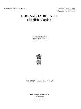 LOK SABHA DEBATES (English Version)