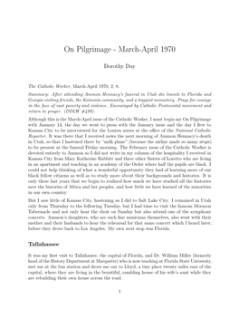 On Pilgrimage - March-April 1970