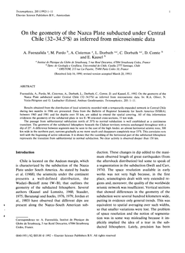 On the Geometry of the Nazca Plate Subducted Under Central Chile (32-34.5"S) As Inferred from Microseismic Data