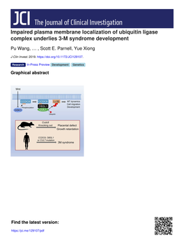 Impaired Plasma Membrane Localization of Ubiquitin Ligase Complex Underlies 3-M Syndrome Development