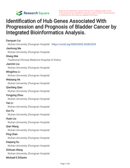 Identification of Hub Genes Associated with Progression And