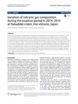 Variation of Volcanic Gas Composition During the Eruptive Period in 2014