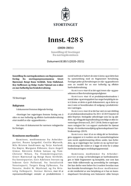 Innst. 428 S (2020–2021) Innstilling Til Stortinget Fra Næringskomiteen