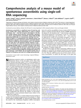 Comprehensive Analysis of a Mouse Model of Spontaneous Uveoretinitis Using Single-Cell RNA Sequencing