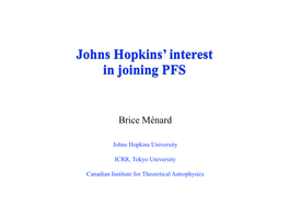 Johns Hopkins' Interest in Joining