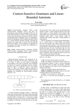 Context-Sensitive Grammars and Linear- Bounded Automata