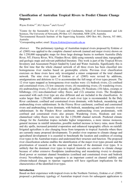 Classification of Australian Tropical Rivers to Predict Climate Change Impacts