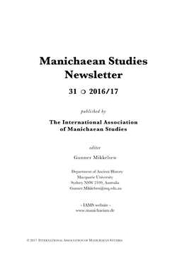 Manichaean Studies Newsletter