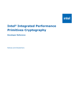 Intel® Integrated Performance Primitives Cryptography