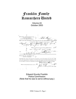 Franklin Police Commission (Note That He Was to Serve Without Pay.)