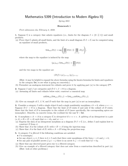 Mathematics 5399 (Introduction to Modern Algebra II) Spring 2021