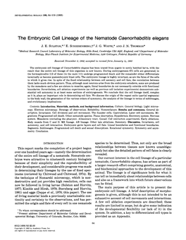 The Embryonic Cell Lineage of the Nematode Caenorhabditis Elegans