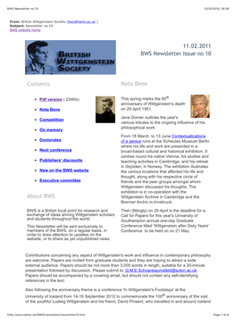 BWS Newsletter No 10 13/10/2015, 18:38