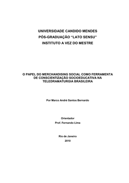 Universidade Candido Mendes Pós-Graduação “Lato Sensu” Instituto a Vez Do Mestre