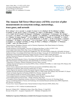 The Amazon Tall Tower Observatory (ATTO): Overview of Pilot Measurements on Ecosystem Ecology, Meteorology, Trace Gases, and Aerosols