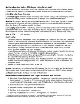 Northern Evenlode Valleys CTA (Conservation Target Area) a Group of Valleys on the Northern Side of the Evenlode Valley Cutting Into the Cotswolds Plateau