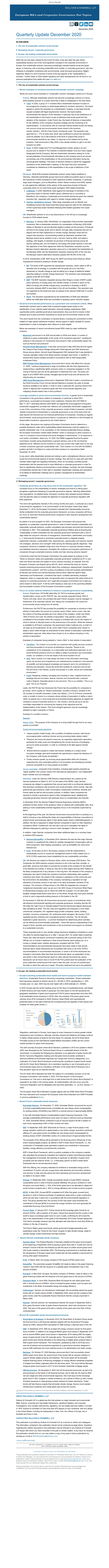 European M&A and Corporate Governance Hot Topics