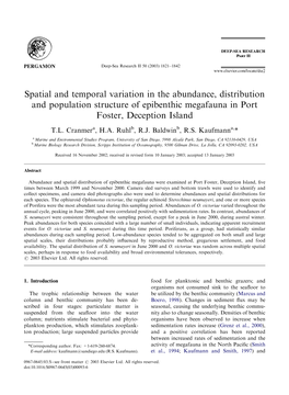 Spatial and Temporal Variation in the Abundance, Distribution and Population Structure of Epibenthic Megafauna in Port Foster, Deception Island