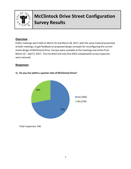 Mcclintock Drive Street Configuration Survey Results