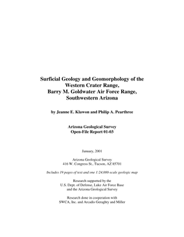 Surficial Geology and Geomorphology of the Western Crater Range, Barry M