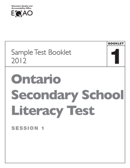 OSSLT Sample Test Booklet 1 2012