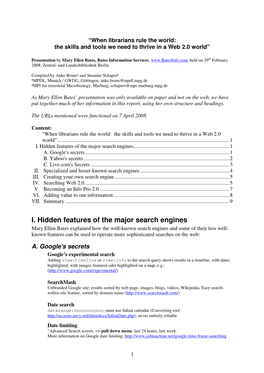 I. Hidden Features of the Major Search Engines