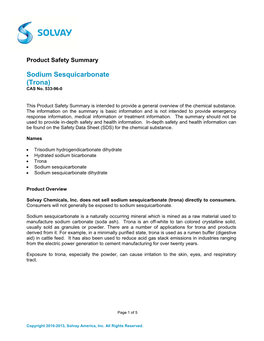 Sodium Sesquicarbonate (Trona) CAS No