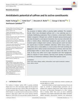 Antidiabetic Potential of Saffron and Its Active Constituents