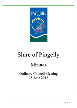 15 June 2016 Minutes from Ordinary Council Meeting