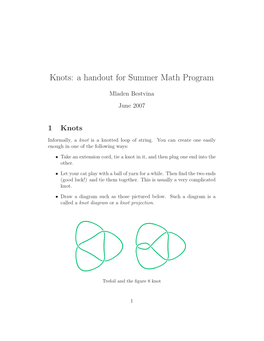 Knots: a Handout for Summer Math Program