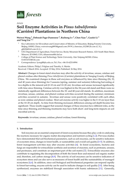 Soil Enzyme Activities in Pinus Tabuliformis (Carriére) Plantations in Northern China