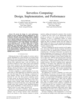 Serverless Computing: Design, Implementation, and Performance