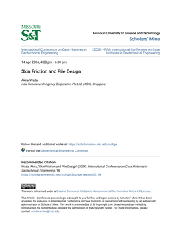 Skin Friction and Pile Design