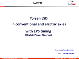 Torsen LSD in Conventional and Electric Axles with EPS Tuning (Electric Power Steering)