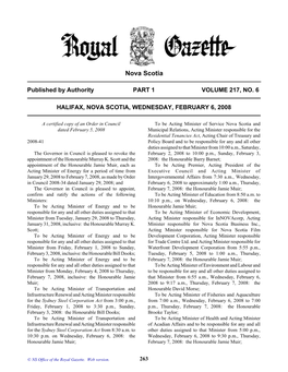 NS Royal Gazette Part I