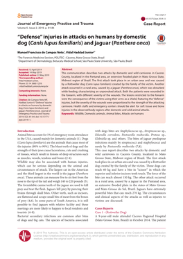 Injuries in Attacks on Humans by Domestic Dog (Canis Lupus Familiaris) and Jaguar (Panthera Onca)