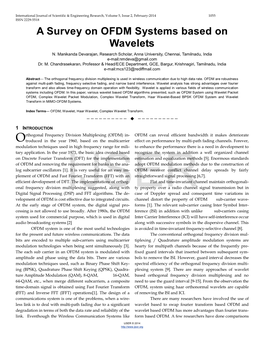 A Survey on OFDM Systems Based on Wavelets N