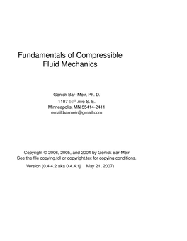 Fundamentals of Compressible Fluid Mechanics