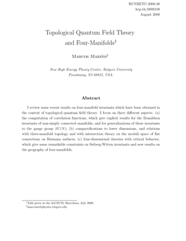 Topological Quantum Field Theory and Four-Manifolds1