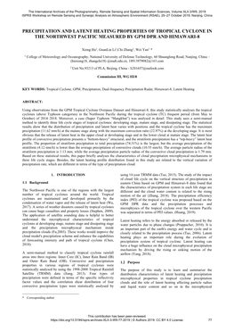 Precipitation and Latent Heating Properties of Tropical Cyclone in the Northwest Pacific Measured by Gpm Dpr and Himawari-8