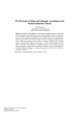 The Dynamic of Infaq and Sadaqah: According to the Social Facilitation Theory
