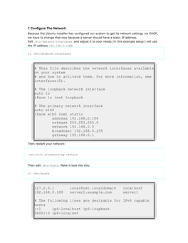 7 Configure the Network