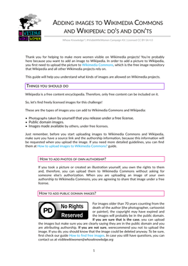 Adding Images to Wikimedia Commons and Wikipedia: Do's and Don'ts