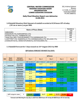 CENTRAL WATER COMMISSION 1.0 Rainfall Situation Chief Amount Of