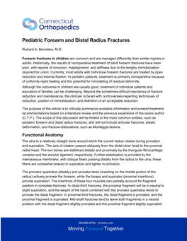 Pediatric Forearm and Distal Radius Fractures