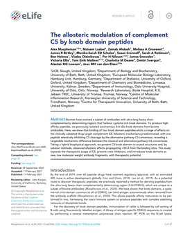 The Allosteric Modulation of Complement C5 by Knob Domain